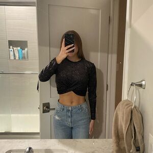BLACK SPARKLY CROP TOP